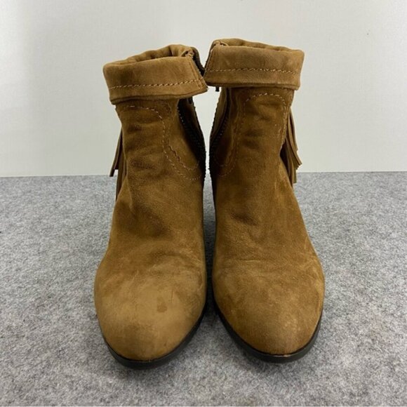 Sam Edelman Brown Suede Fringe-Trimmed Ankle Boot Bootie Women’s Size 7M - Picture 2 of 15